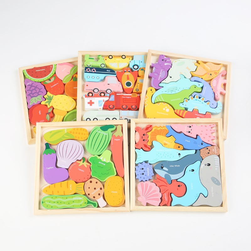 Animal Vegetable Fruit Wooden Three-Dimensional Puzzle Boys And Girls Cognitive Puzzle Children'S Early Education Educational Toys - Image 2